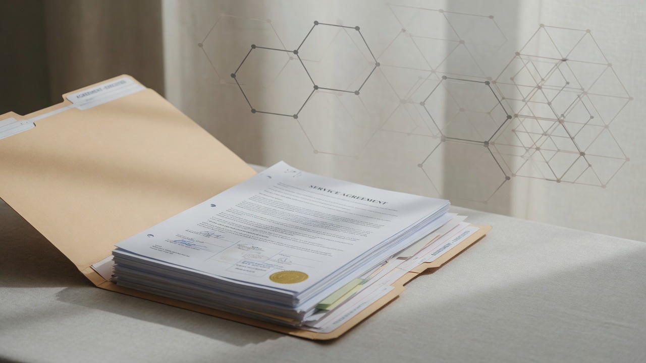 Stack of translucent document cards